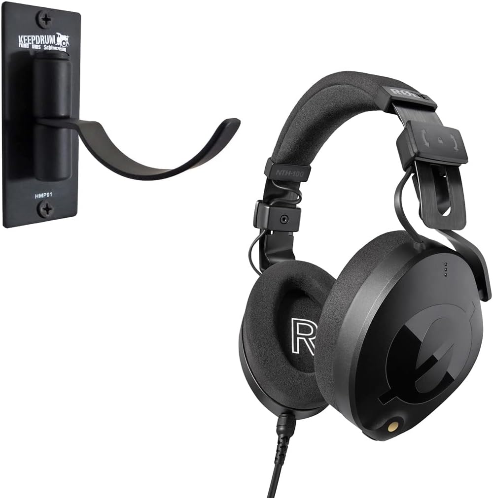 Rode NTH-100 Professional Closed-Back Over-Ear Headphones (Black) Bundle with Auray HPDS-B Headphone Stand and 3.5mm Stereo Extension Cable