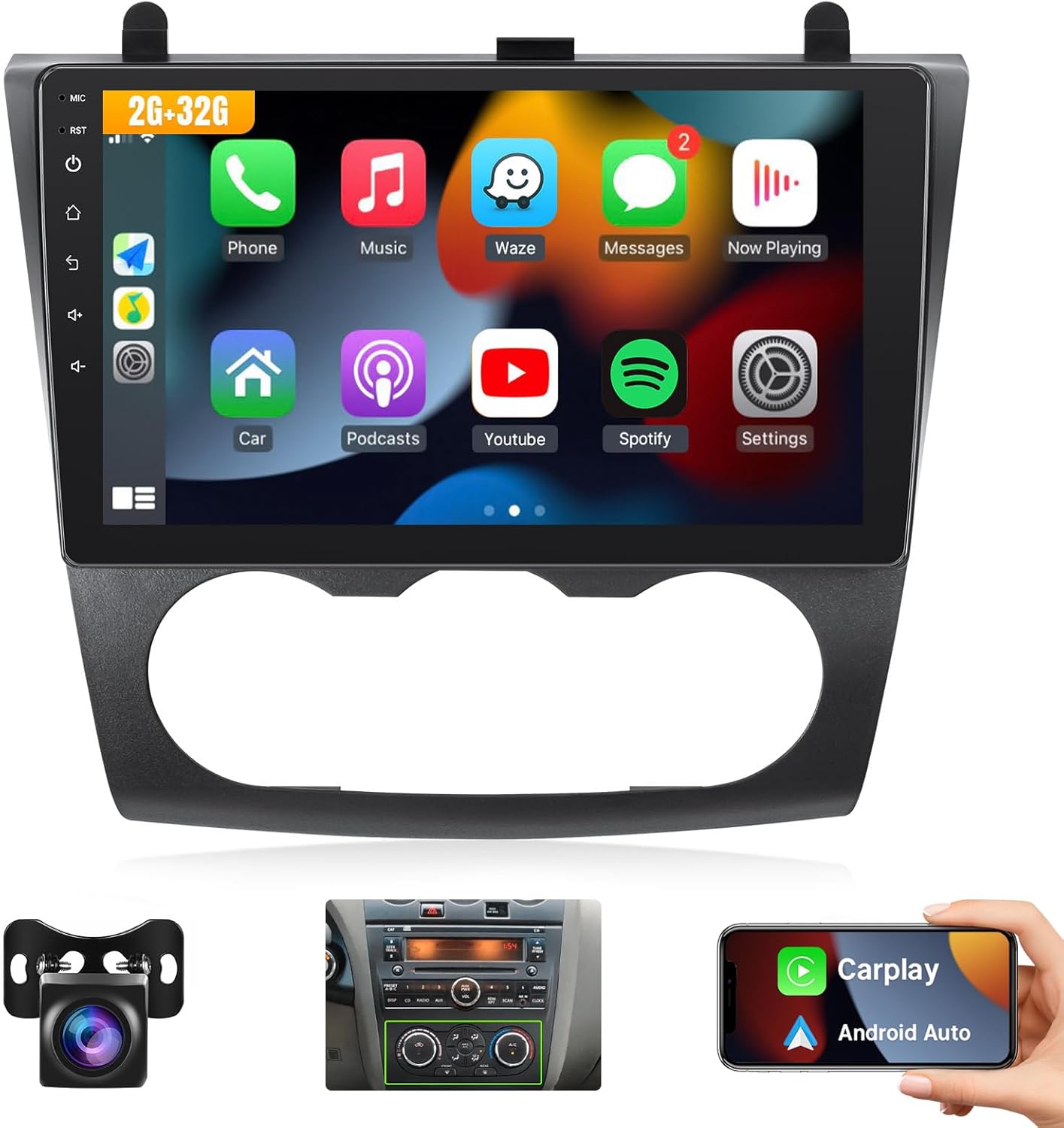 Leadfan Android Car Radio for Nissan Altima 2008 2009 2010 2011 2012 (Non B.O.S.E Version), Support Wireless CarPlay Android Auto, Bluetooth SWC FM Mirror Link