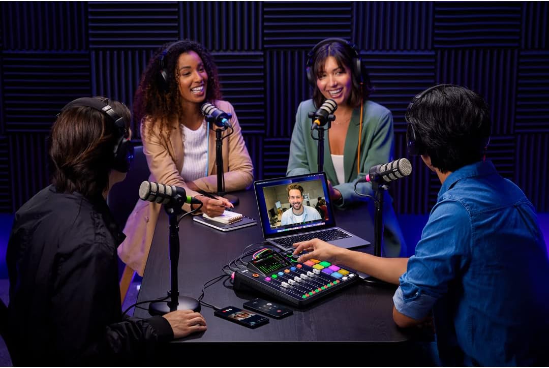 Rode RODECaster Pro II Audio Production Studio Bundle with 3x Zoom ZDM-1 Podcast Mic Packs, 32GB microSD Card and StreamEye Polishing Cloth