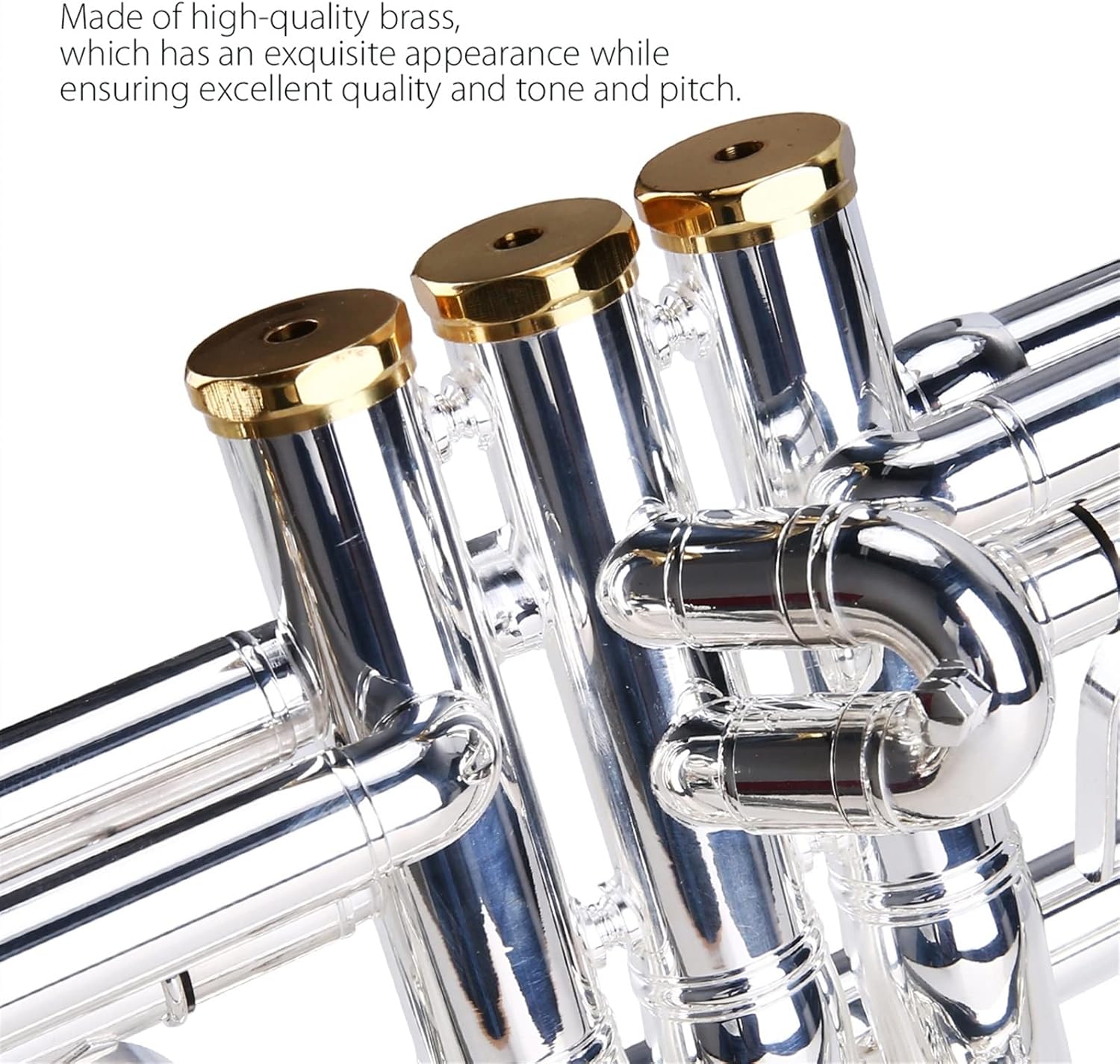 TSTS Prefessional Bb Trumpet Brass Material Silver-Plated Surface Beautiful Buttons Wind Instrument with 5C Mouthpiece Professional Trumpet