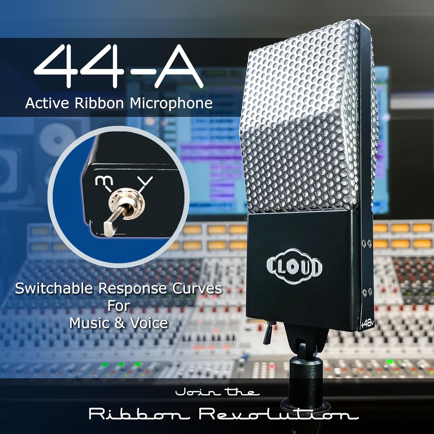 Cloud 44-A Active Ribbon Microphone for Professional Voice/Music Recording - USA Made