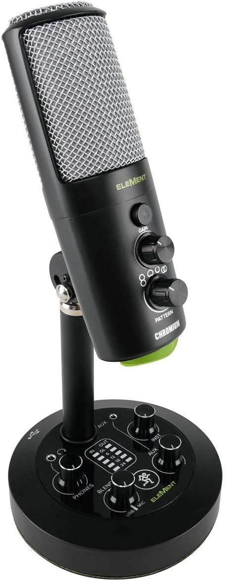 Mackie EM-Series, Premium USB Condenser Microphone with Built-in 2-Channel Mixer (EM-Chromium)