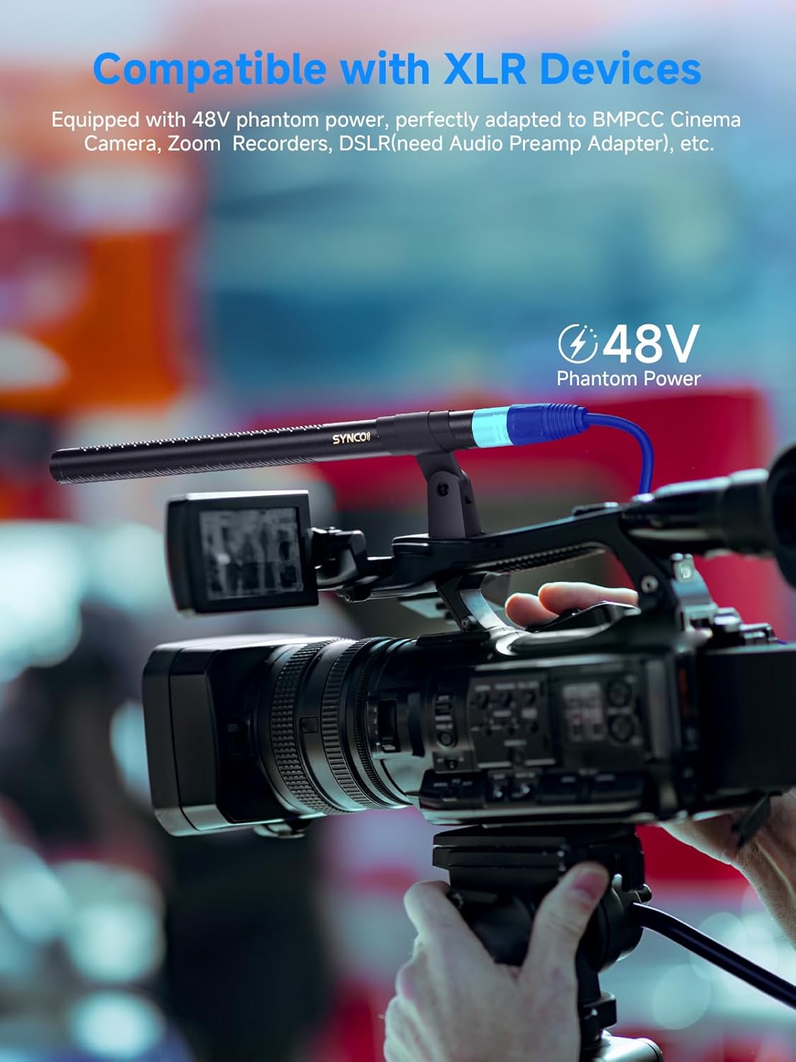 SYNCO D2 XLR Shotgun Microphone, Hypercardioid Condenser Mic for Camcorder, DSLR, Audio & Video Recording, Professional Directional Mic with XLR Output