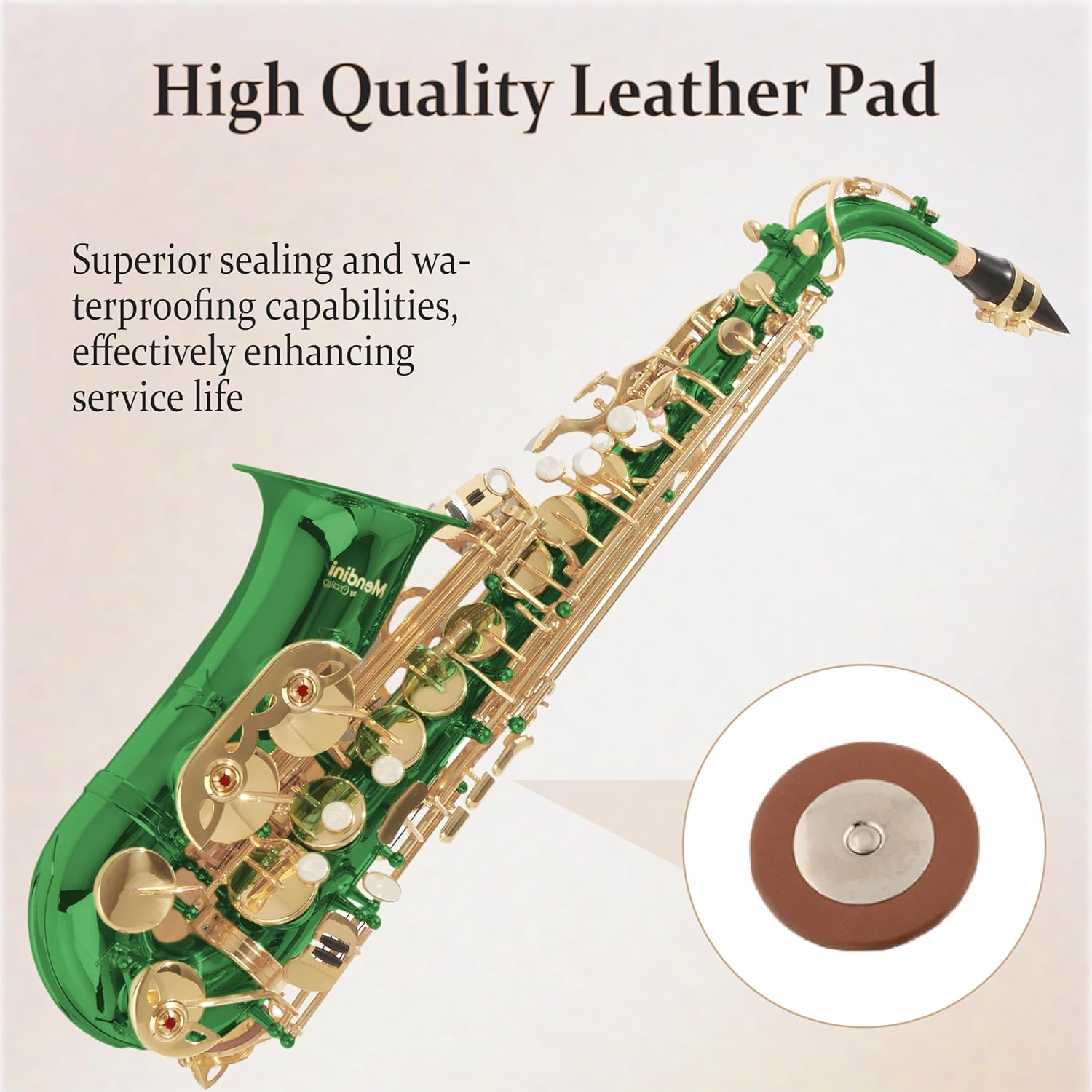 Mendini By Cecilio Alto Saxophone for Beginners, E Flat Alto Saxophone for Students Musicians with Tuner, Mouthpiece, Case, 10 Reeds, Grease, Cleaning Cloth & Rod, Gloves, Strap, Lesson Book (Green)