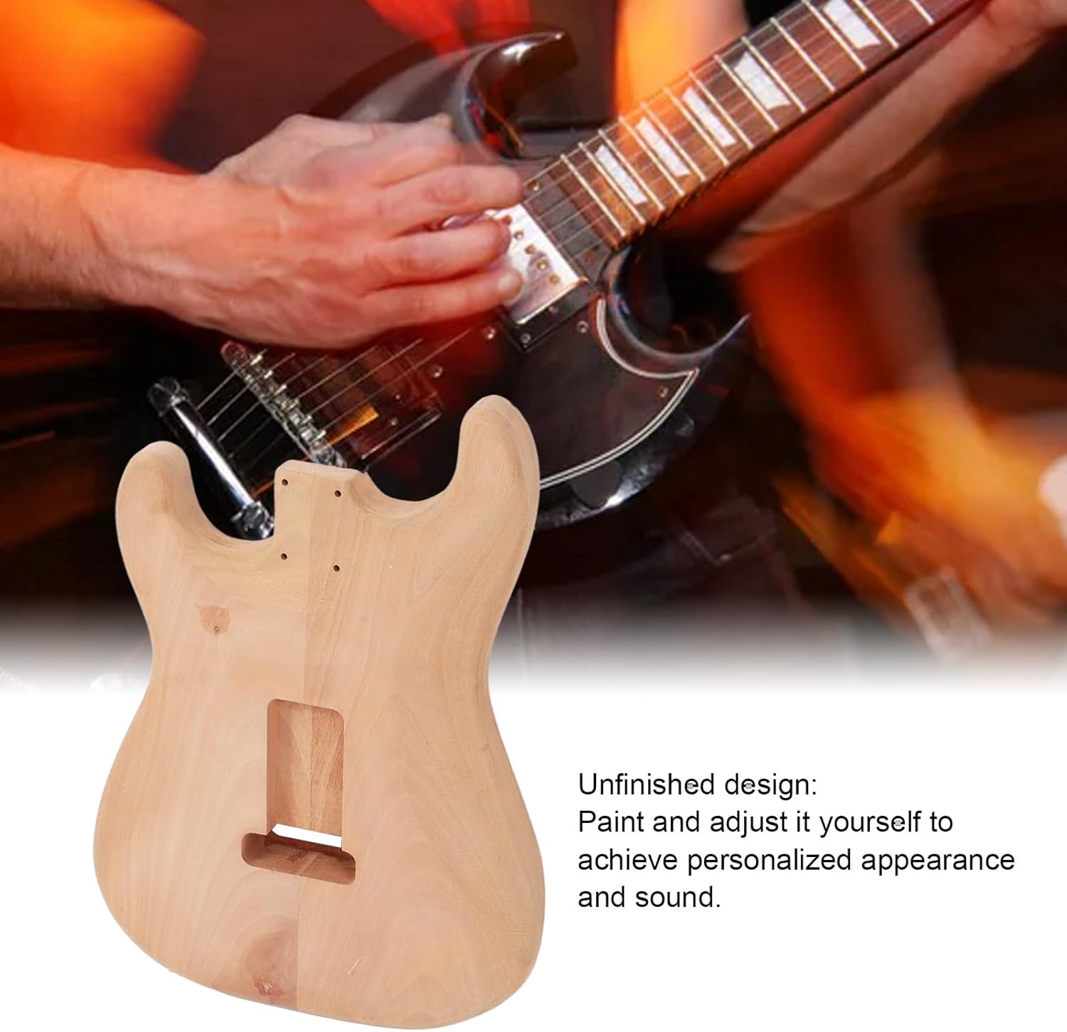 Unfinished Electric Guitar Body Blank - DIY Replacement Wooden Barrel for Electric Guitar Building, Custom Paint & Professional Upgrade (GSB09)