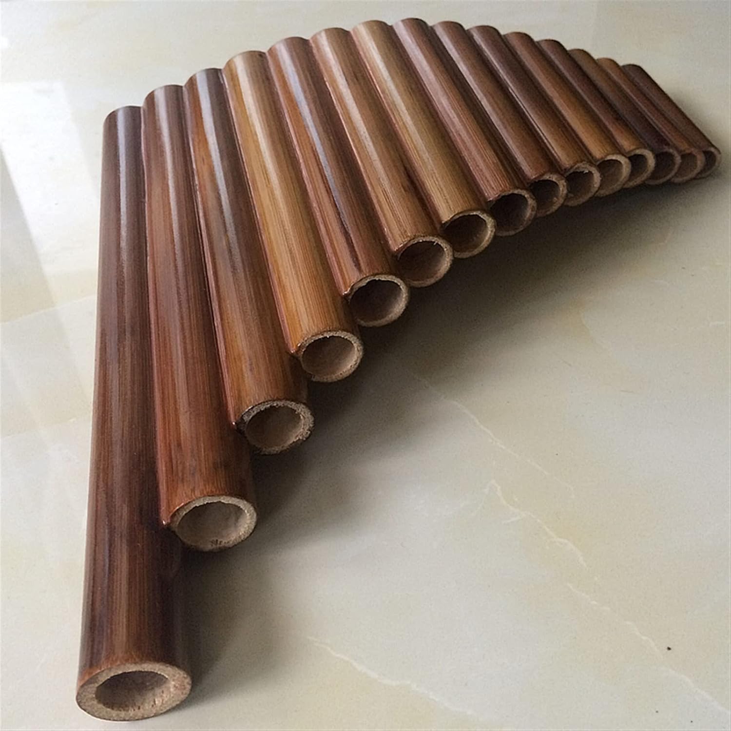 KESHUO Handmade Bamboo Panflute 15 Pipes Right/Left Hand Woodwind Instrument G Key Instruments Panpipes (Color : Left Hand)