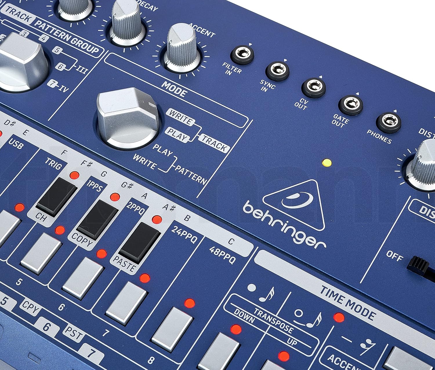 Behringer TD-3-BU Analog Bass Line Synthesizer with VCO, VCF, 16-Step Sequencer, Distortion Effects and 16-Voice Poly Chain