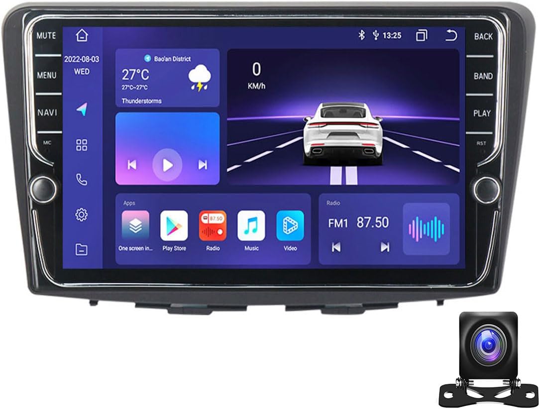 Double Din Car Stereo Bluetooth MP5 Player with Carplay/Auto, 9 Inch Touchscreen Radio Receiver with AHD Backup Camera, Compatible with Suzuki Baleno 2015~2018 Support 4G/SWC/DSP,K700S