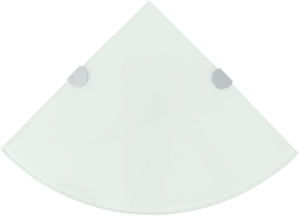 Corner Shelves,Wall Mount Corner Shelf,Floating Storage Shelf for Kitchen, Bathroom, Living Room,Corner Shelves 2 pcs with Chrome Supports,Tempered Glass White 13.8