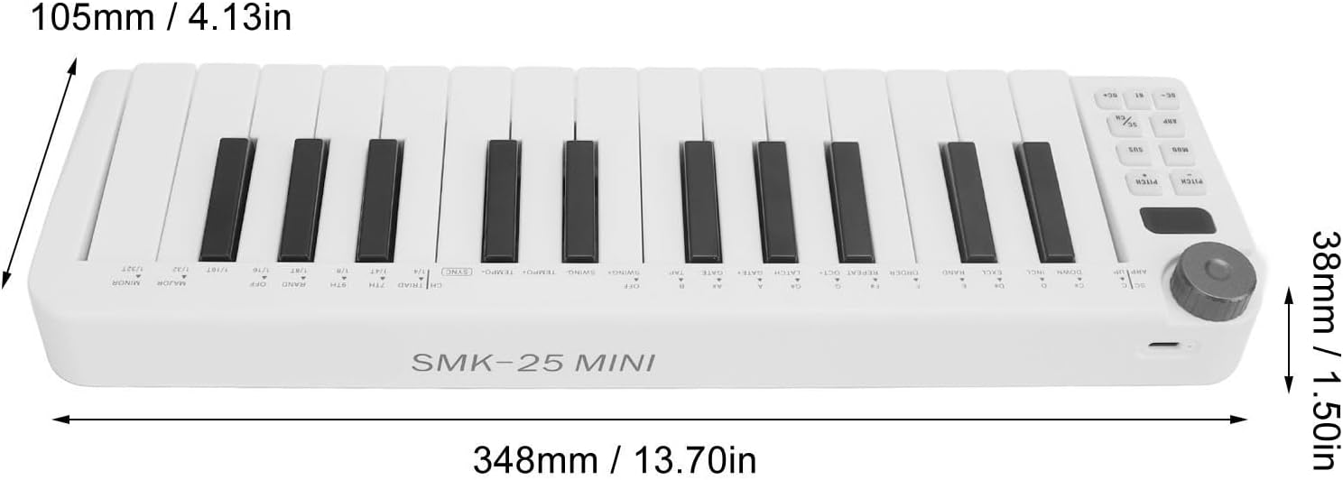 MIDI Keyboard Controller, 25 Sensitive Keys Connection Smart MIDI Keyboard Controller for Music Production