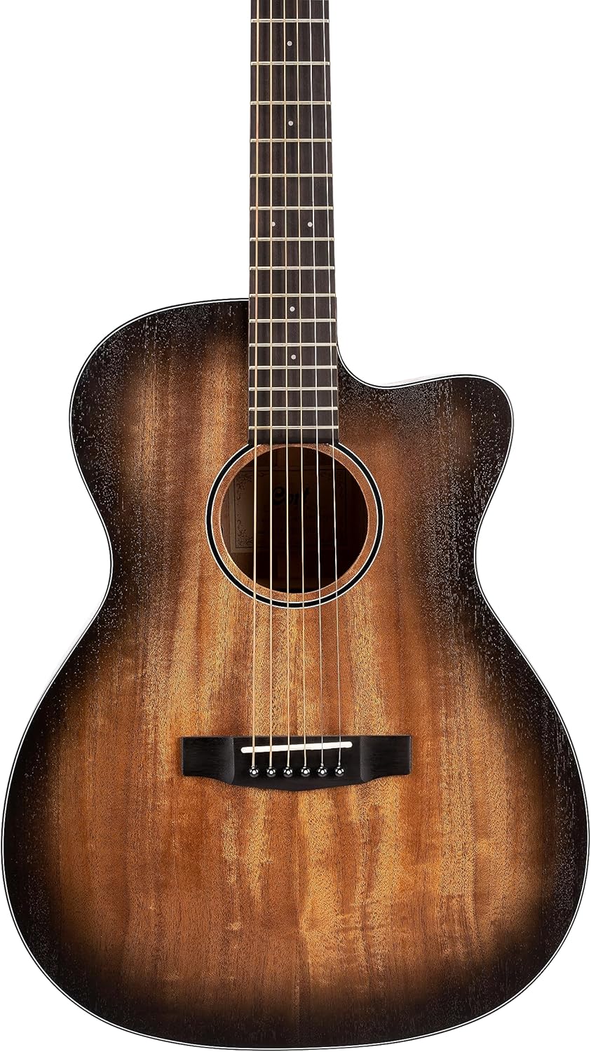 Cort 6 String Acoustic-Electric Guitar, Right, Open Pore Black Burst, Full (COREOCOPBB)