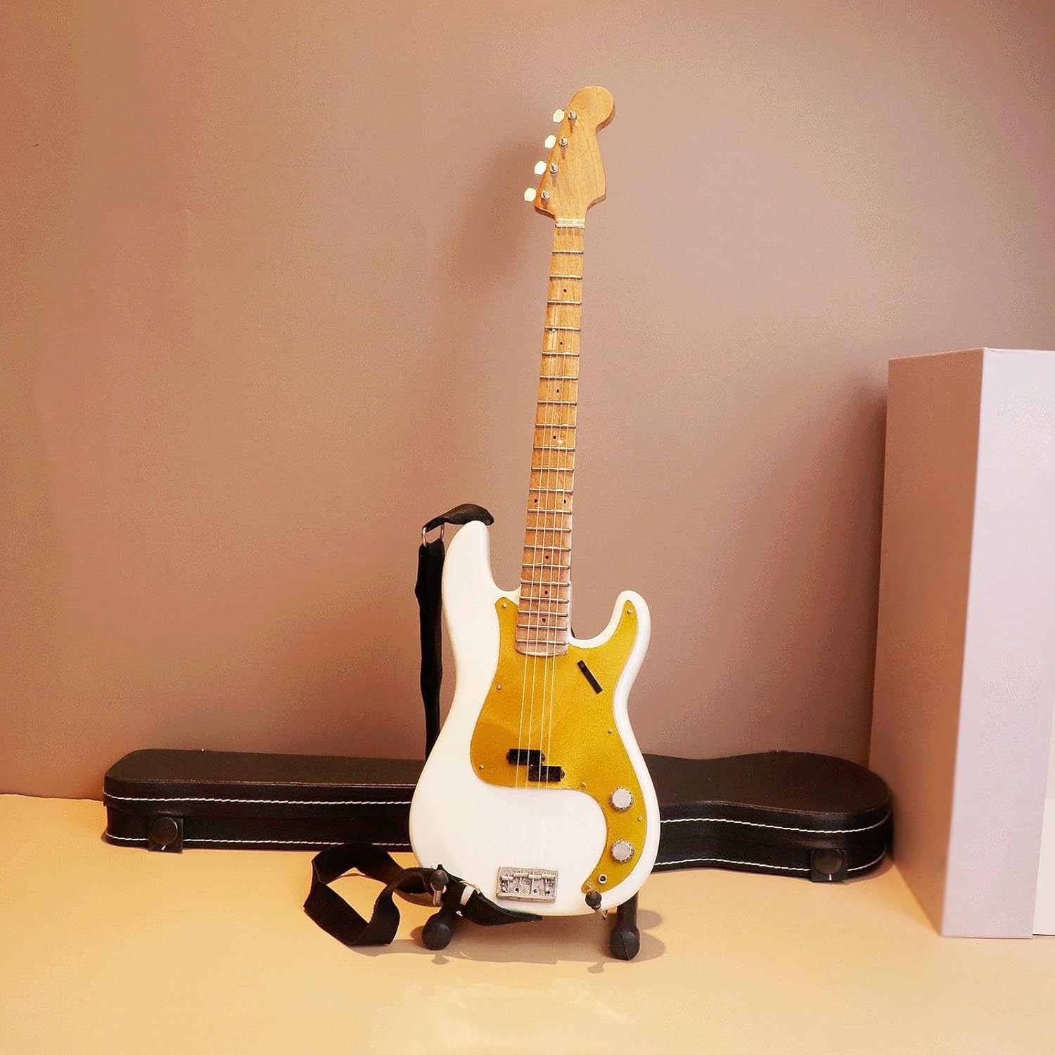 Musical Ornaments Decoration 40cm Miniature Electric Bass with Strap Model Musical Instruments Replica for Ornament Gift Display