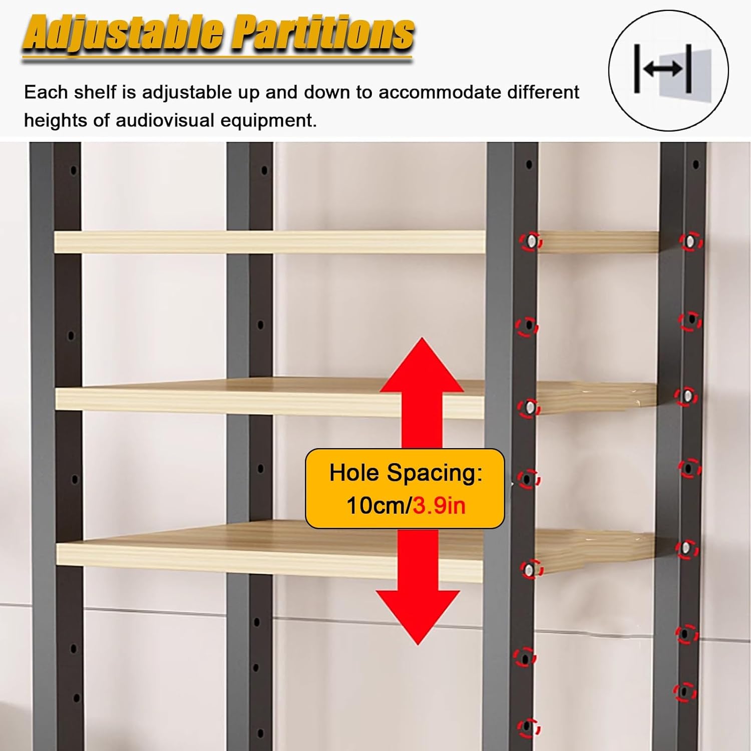 5/6/7/8-tier Media Stand AudioComponent Cabinet with Wheels, Rolling Video Game Console Shelf, Heavy Duty Adjustable Stereo Media Rack, for Home/Office/Coffee Shop,Black 6 Layer 50cm/19.7in