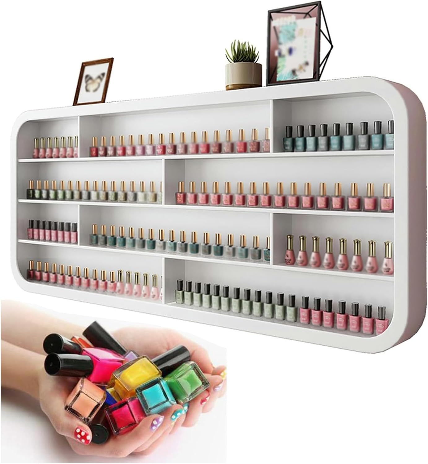 4-Tier Wall Mounted Nail Polish Display Shelf, Modern Floating Perfume Organizer Rack, Luxury Floating Essential Shelf for Salons Beauty Studios,1.2m/47.2in