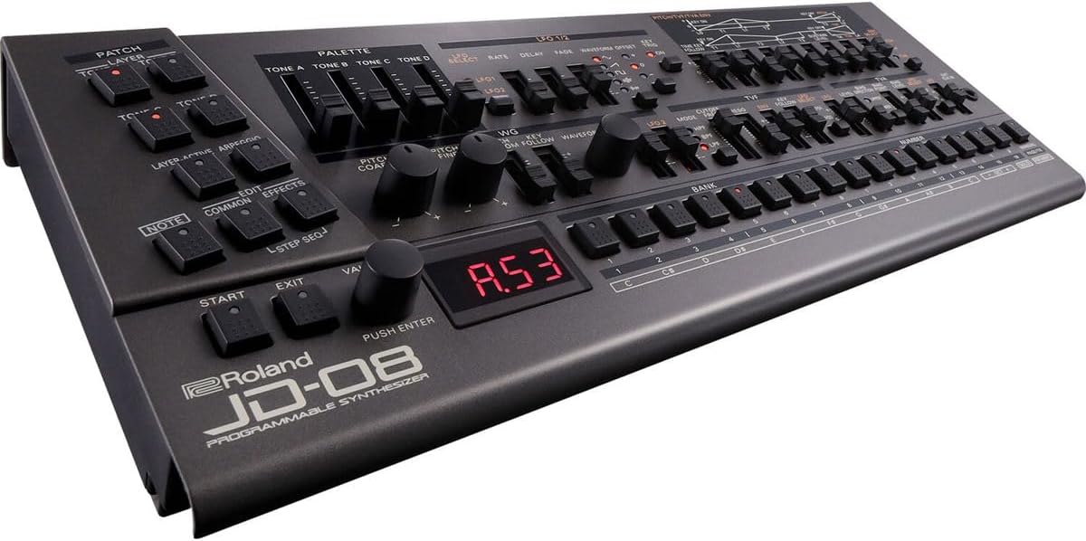 Roland JD-08 Tabletop Sound Module Boutique Synthesizer – Compact, Lightweight, Modern with New Effects and Polyphonic Sequencer