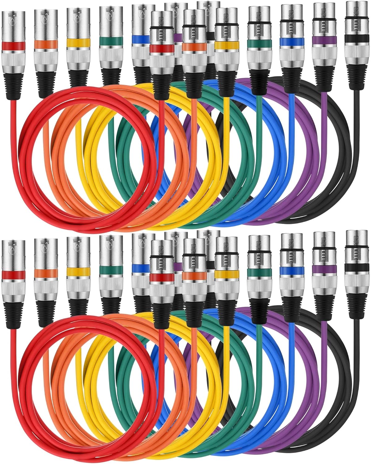 14 Pieces Colorful XLR Microphone Cable XLR Male to Female Wire Mic Cables 3 Pin Balanced Shielded XLR Cable Multi Colored for Mic Mixer Recording Studio Podcast Mic Stage Patch Cable (6 Feet)