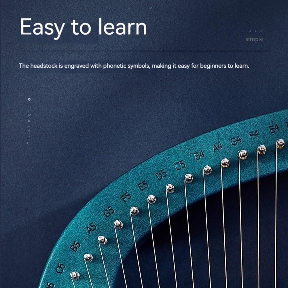 21/24 String Lyar, Thumb Harp, Mango Shape, Veneer Mahogany Xylophone Body, Beginners Niche Instrument(Color:Natural_24 Strings)(Natural-24 Strings)