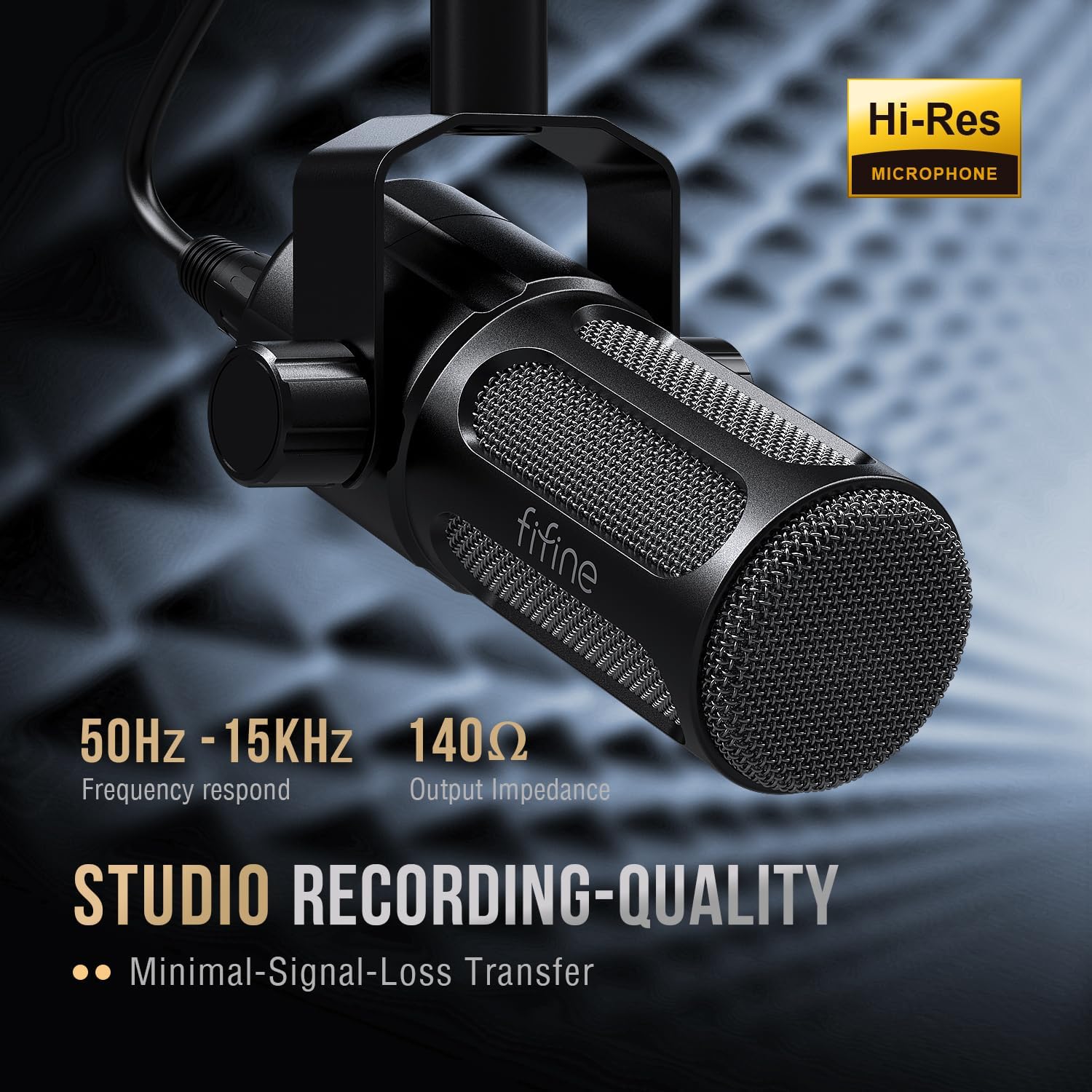 FIFINE XLR Dynamic Microphone, Studio Vocal Mic for Recording, All Metal XLR Podcast Microphone with Mid-Boost, Low-Cut Filter for Voice-Over, Compatible with Mixer/Audio Interface-AmpliTank TANK1