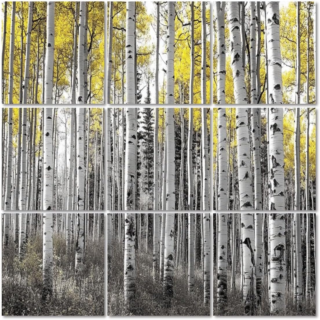 Art Acoustic Panels Self Adhesive thick forest tall aspen trees golden aspenss pictures 9 Packs Decorative Soundproof Wall Panels Large Sound Absorbing Panels for Home Office 60