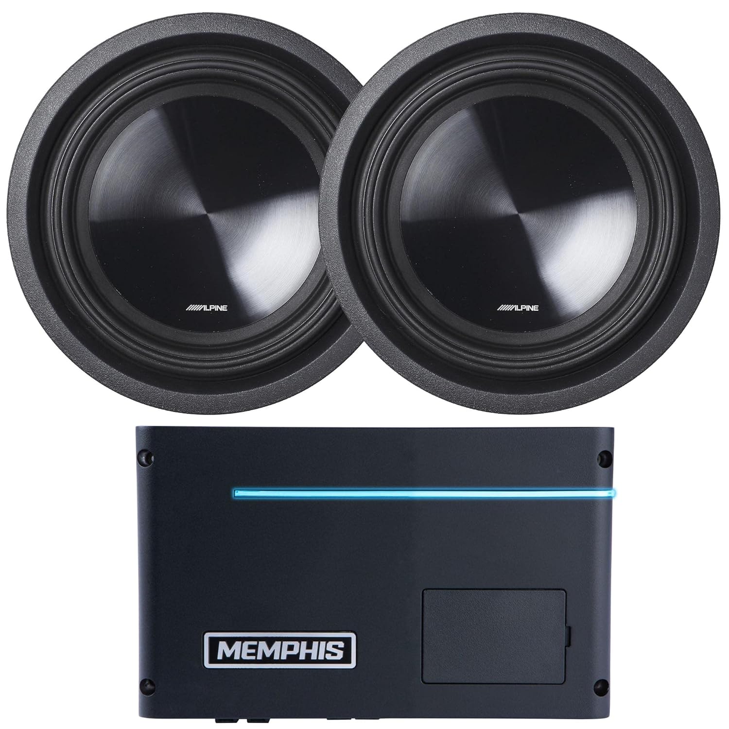 Memphis PRXA600.1 Power Reference Series Mono Subwoofer Amplifier and Two Alpine SWT-10S4 Ohm 10