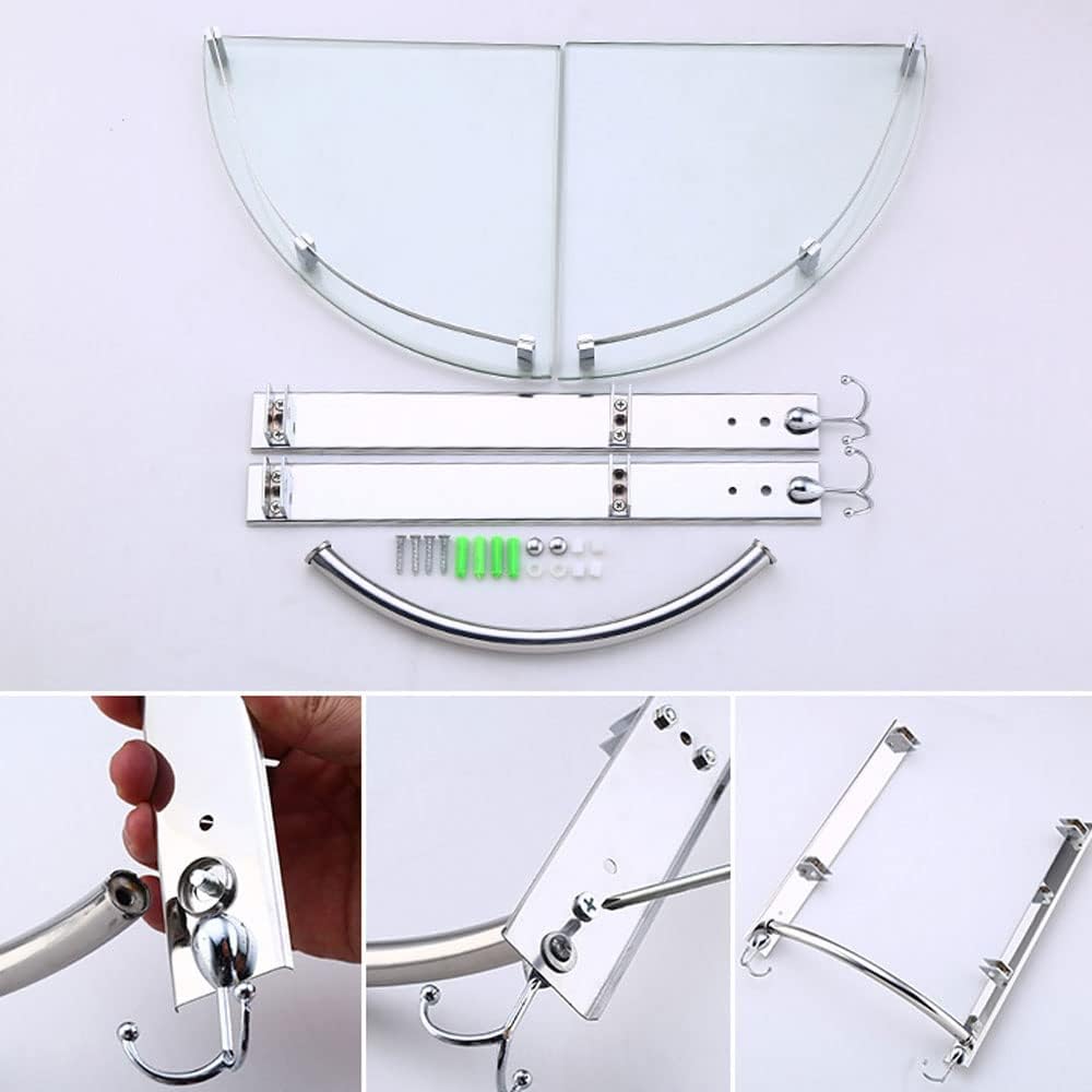 Shower Shelf,Bathroom Corner Shelf，Shower Rack Basketerddcbb Bathroom Glass Corner Shelf Shower Shelf Shower Shelf Wall Mount Storage Tempered Glass Shelf Bracket Bathroom Accessory With Stainless Ste
