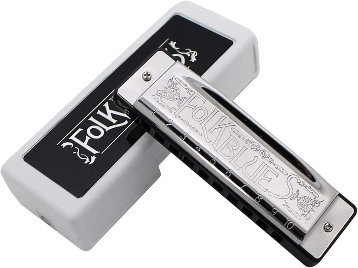 SUOFEILAIMU Diatonic Harmonica 10 Hole Blues Harp Brass Mouth Organ Key of C ABS Comb Professional Musical Instruments (Color : Key C)