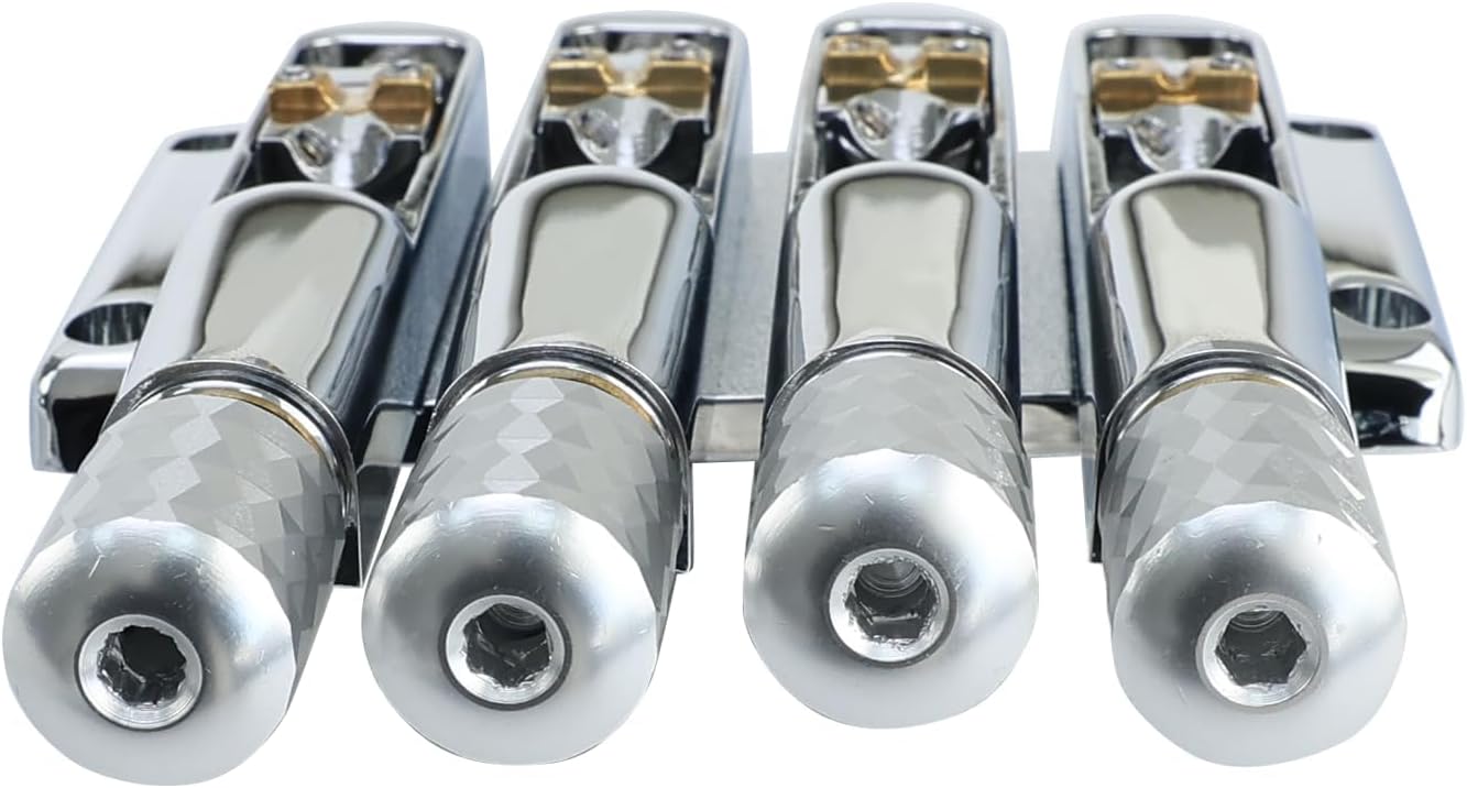 Chrome Headless Electric Bass Bridge 4 String Bass Bridge with Brass Saddles Bass Parts Replacement for 4 String Headless Bass