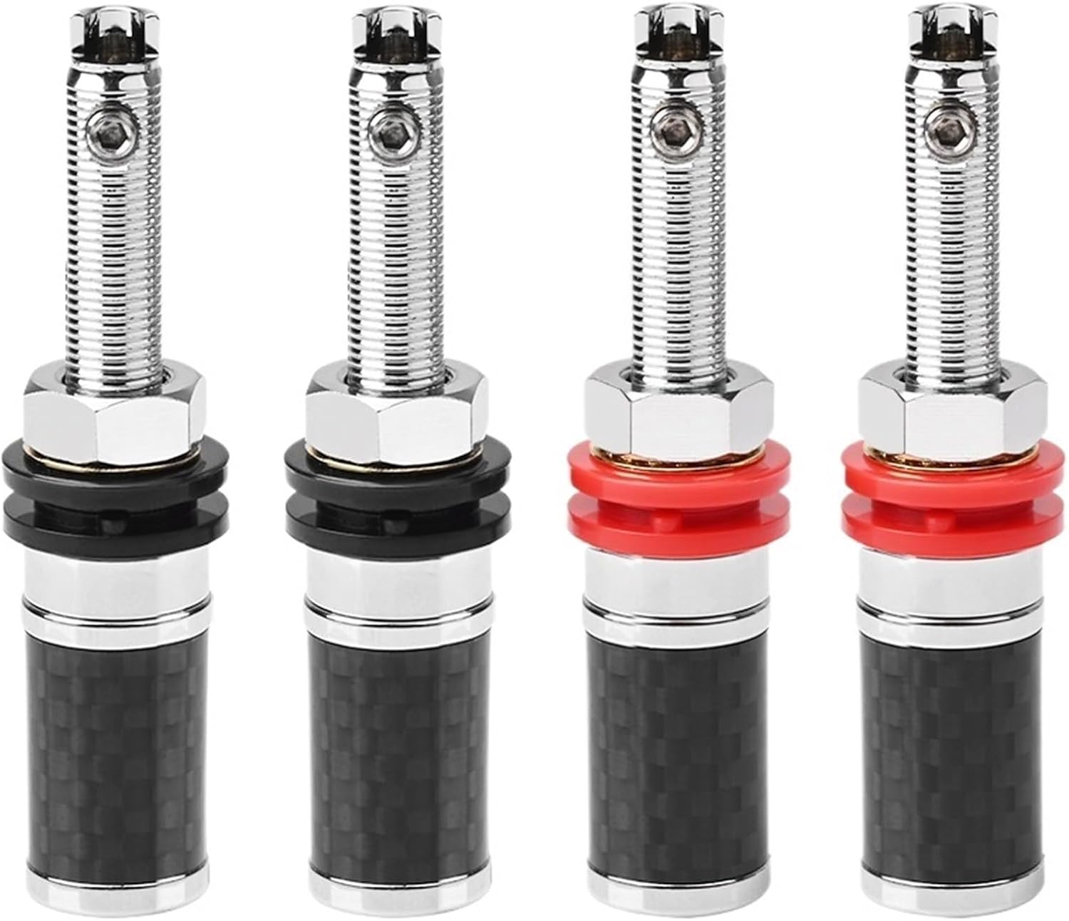 4PCS HiFi Binding Post Rhodium Plated Carbon Hi-end Rhodium Plated Fiber Speaker Terminal Binding Post(Long(Carbon Fiber))