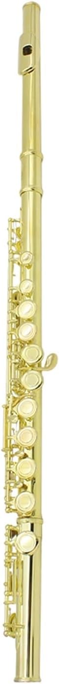 Flute Golden 16-Hole C-Key Flute with E-Key Woodwind Closed-Hole Gold-Plated Keys White Brass Tube with Box Flutes Musical Instruments