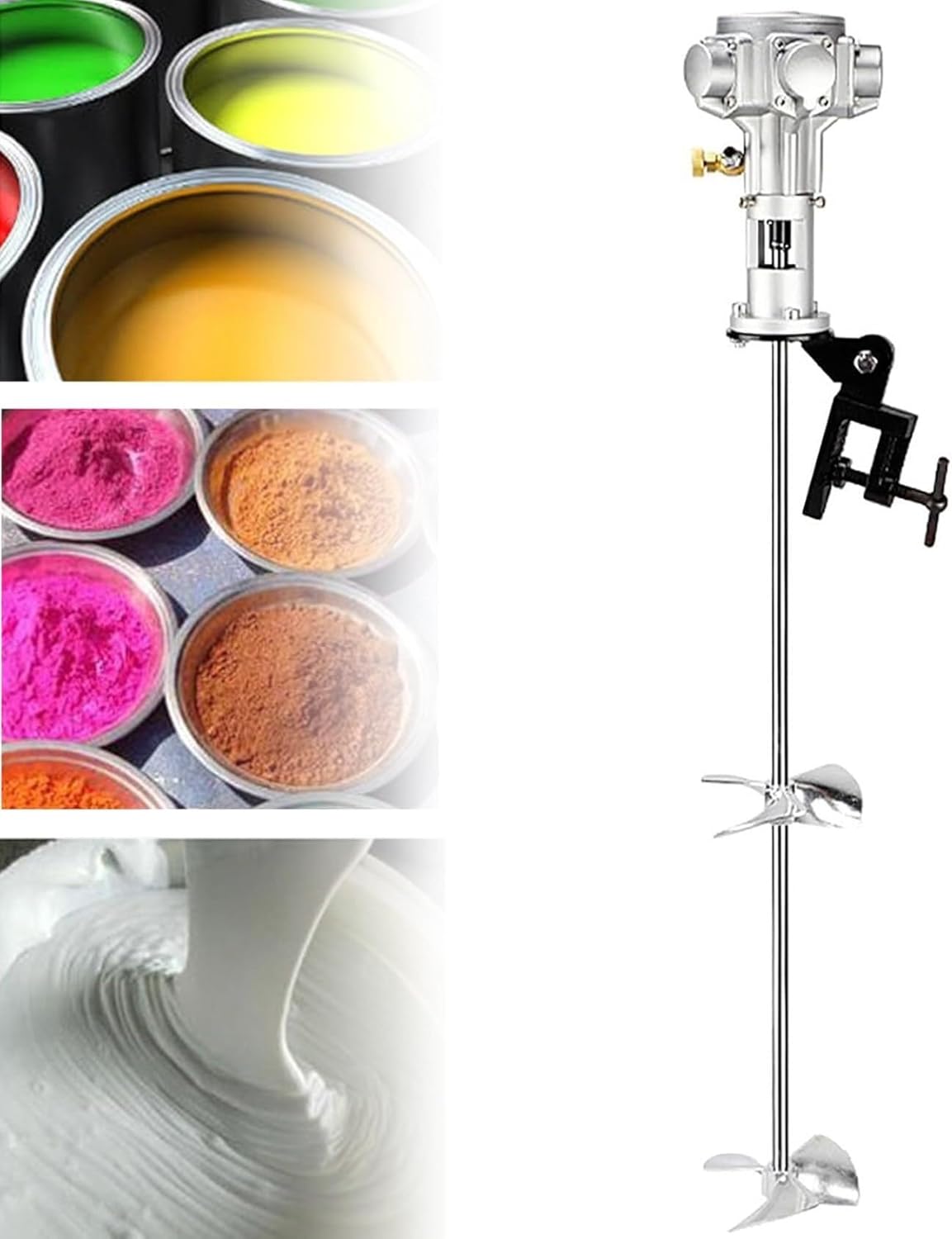 Automatic Stirring Machine, 55 Gallon Pneumatic Agitator 3/4HP Air Agitator Paint Mix Tool, Stainless Steel Tank Barrel Clip Bracket Mixer, for Paint Coating Materials