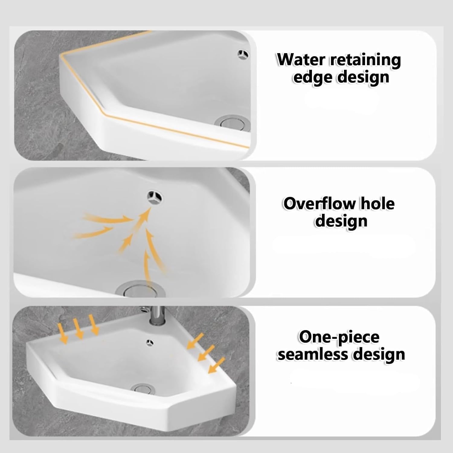 Corner Bathroom Vanity, Bathroom Vanity Utility Sink Free Standing Cabinet Wall Mount, Ceramic, Bathroom Cabinet with Faucet and Drain (48CM/18.8IN)