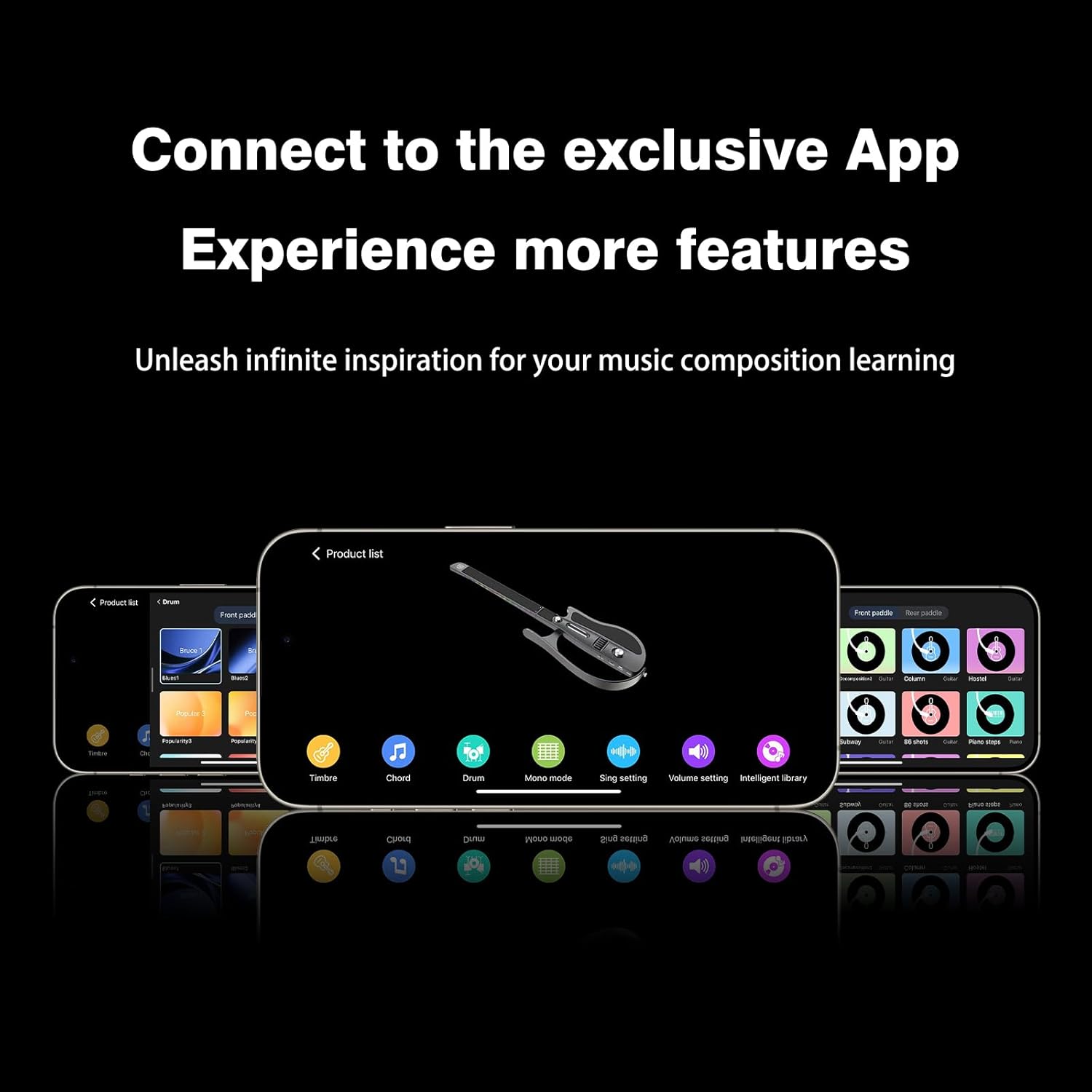 Stringless Electric Smart Guitar,Foldable & Portable Built-in Drum Machine & Bassline Travel Backing Guitarra for One-Man Band,Chord Generator,App Interactive Chord Sheets,Easy to Play (Pearl White)