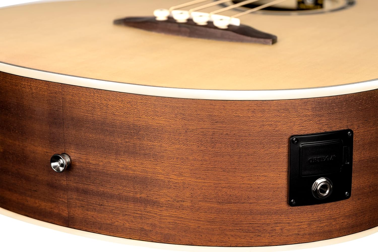 Ortega Guitars Deep Series 4 String Acoustic Bass Guitar, Right-handed, Natural, (D7E-4)