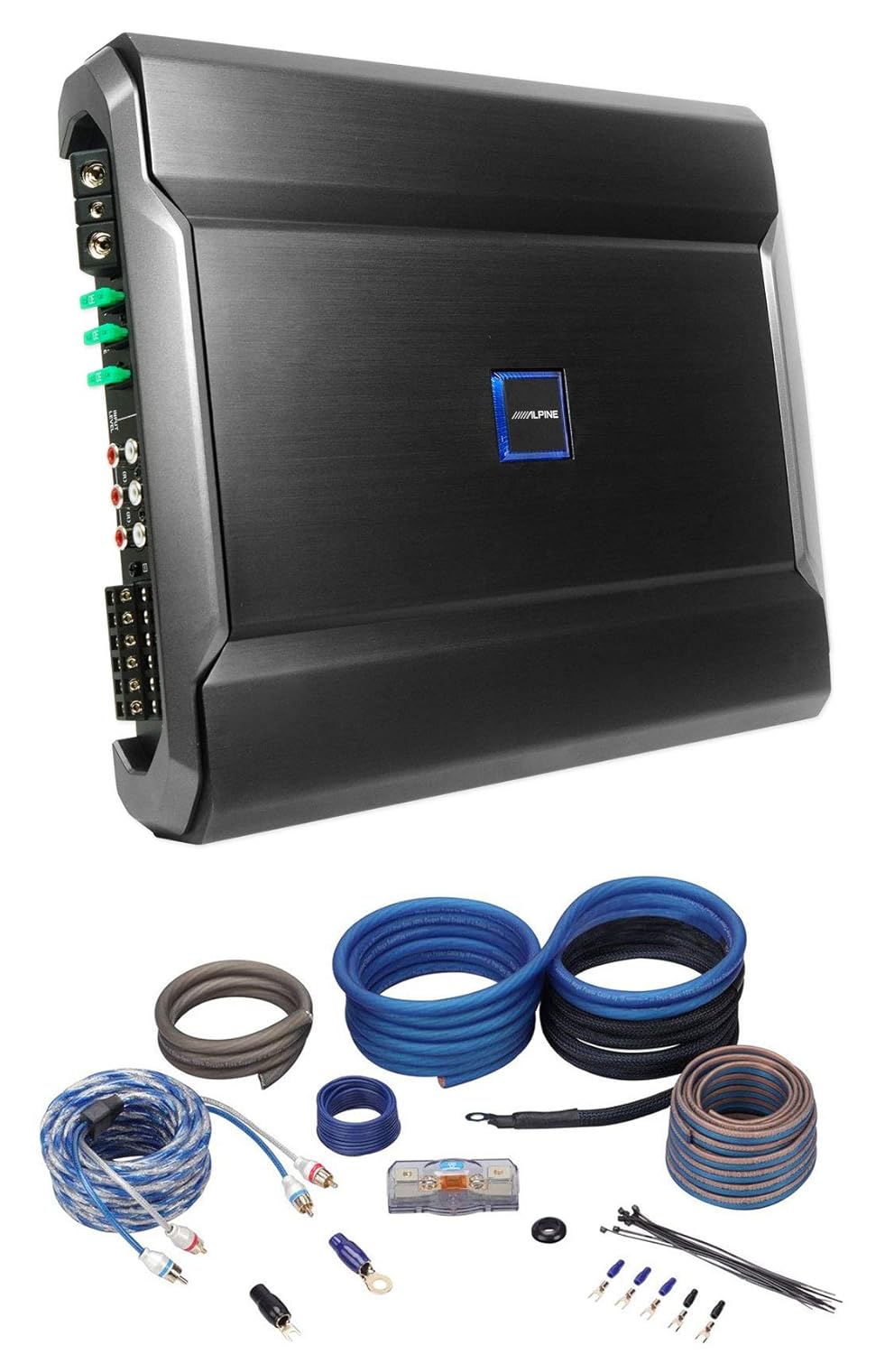 Alpine R-A90S 900 Watt R-Series 6-Channel Car Audio Amplifier Class D Amp Bundle with Rockville RWK4CU 4 AWG Gauge 100% Copper Complete Amp Installation Wire Kit OFC