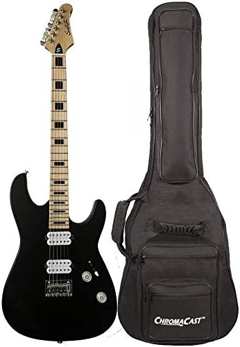 Sawtooth ST-M24 Electric Guitar Satin Black ST-M24-SBK with Padded 6-Pocket Gig Bag
