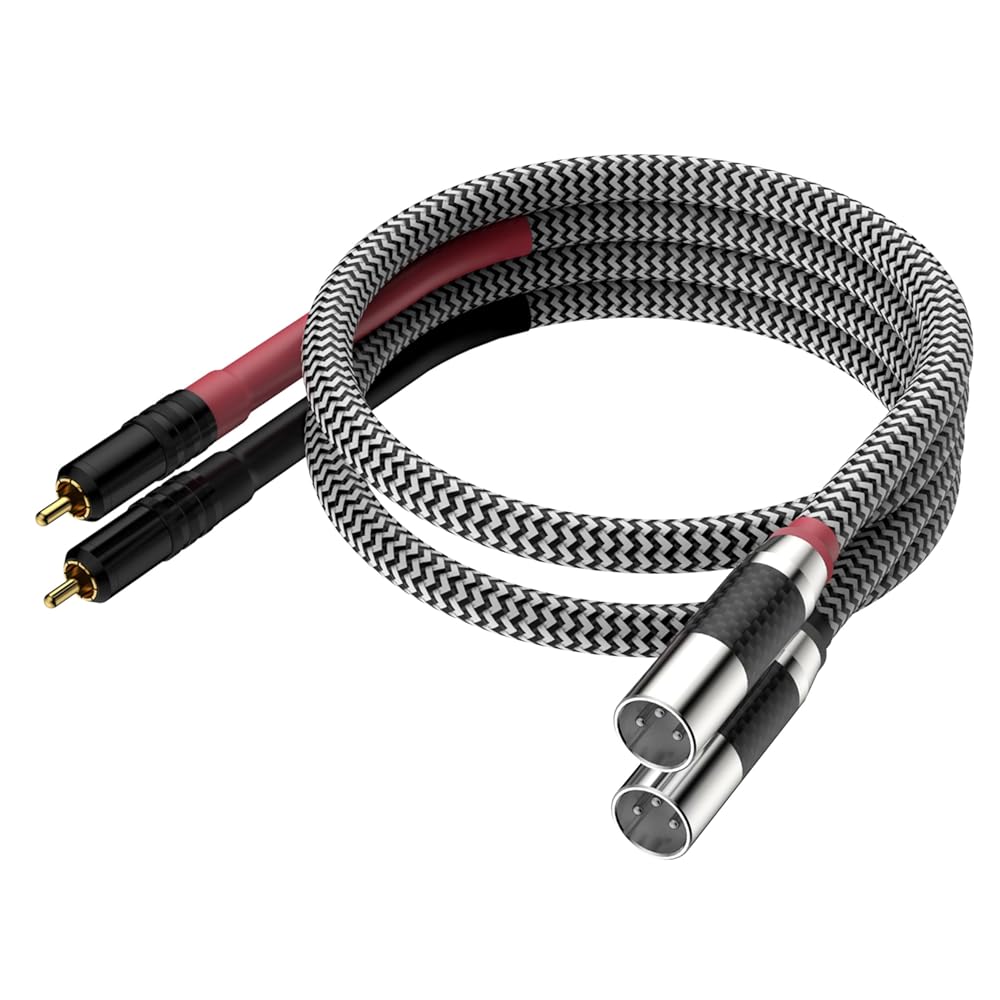 Balanced Audio 2RCA Male to Dual XLR Male Connections Cables 3M/10FT Audiophile HiFi Interconnect for Home Theater, Amplifiers, and Hi-Fi Systems