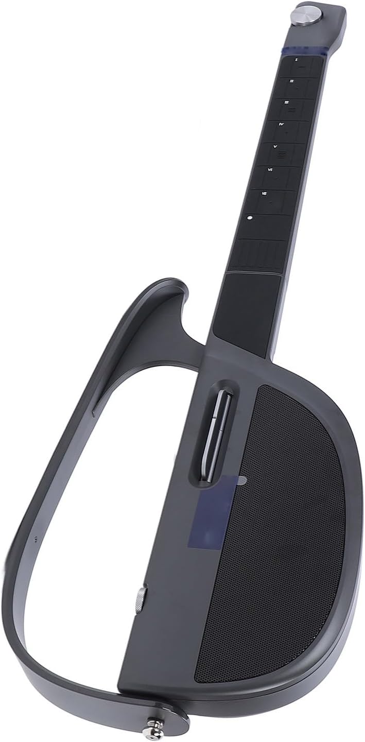 Smart Electric Guitar, Foldable Automatic Accompaniment Guitar, Stringless Electric Guitar with Earphone Jack, Playing and Singing One Person Band (Black Grey)