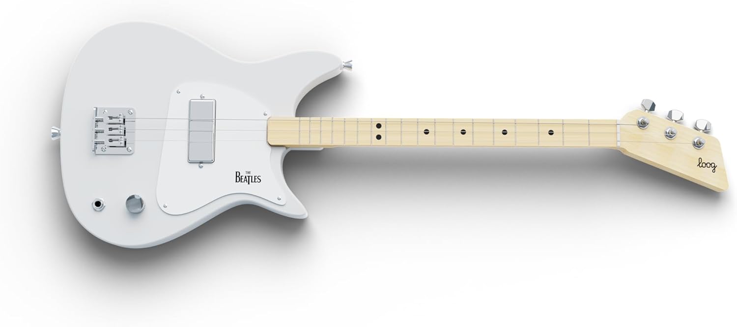 Beatles + Loog Electric Guitar for Kids Children 3 Strings Musical Instrument app and Lessons Included