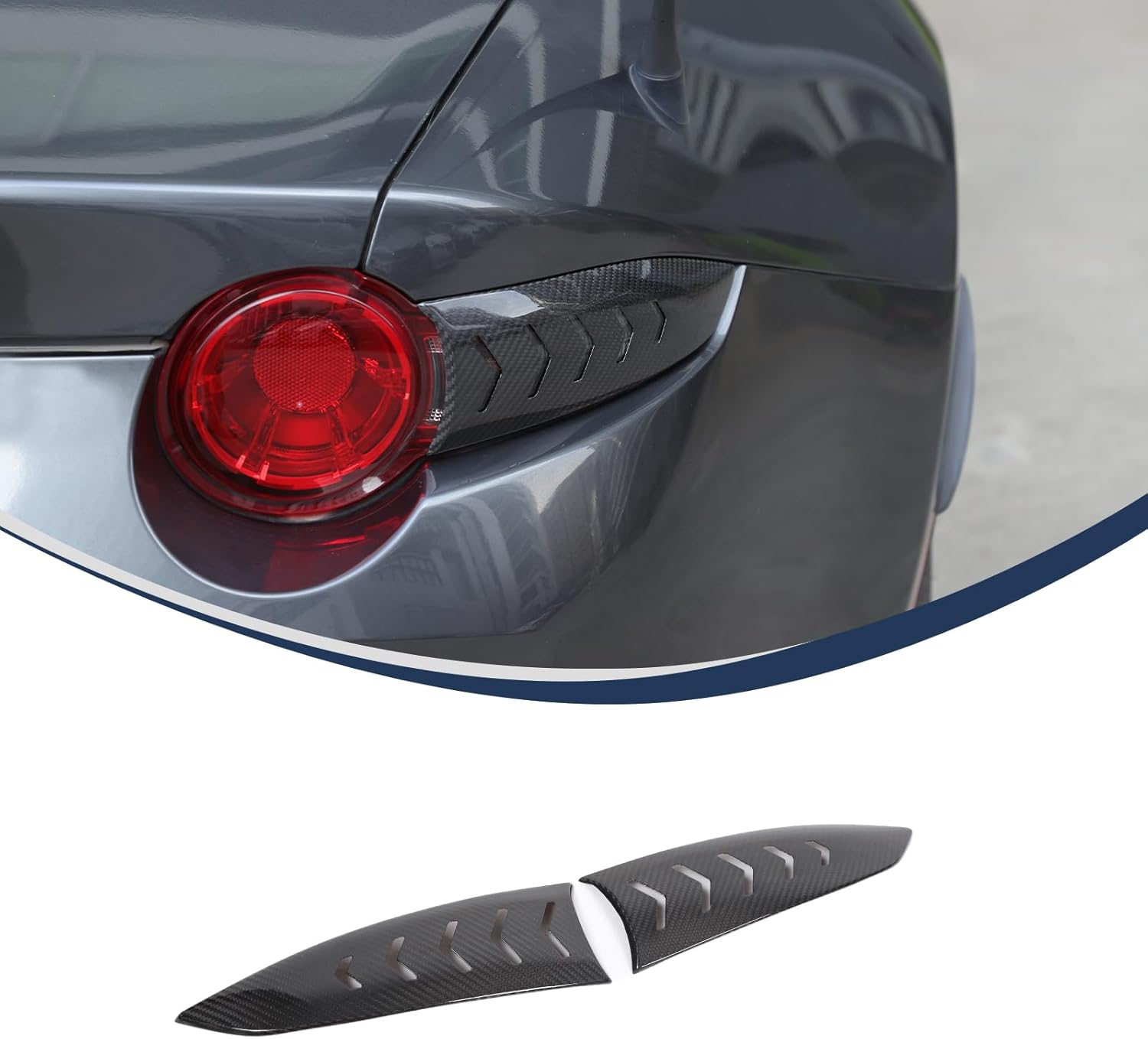 Compatible with Mazda MX-5 2016 2017 2018 2019 2020 2021 2022 2023 2024 2025+ Real Carbon Fiber Rear Tail Light Trim Frame,Rear Both Sides Lamp Trim Frame 2pcs Car Exterior Accessories
