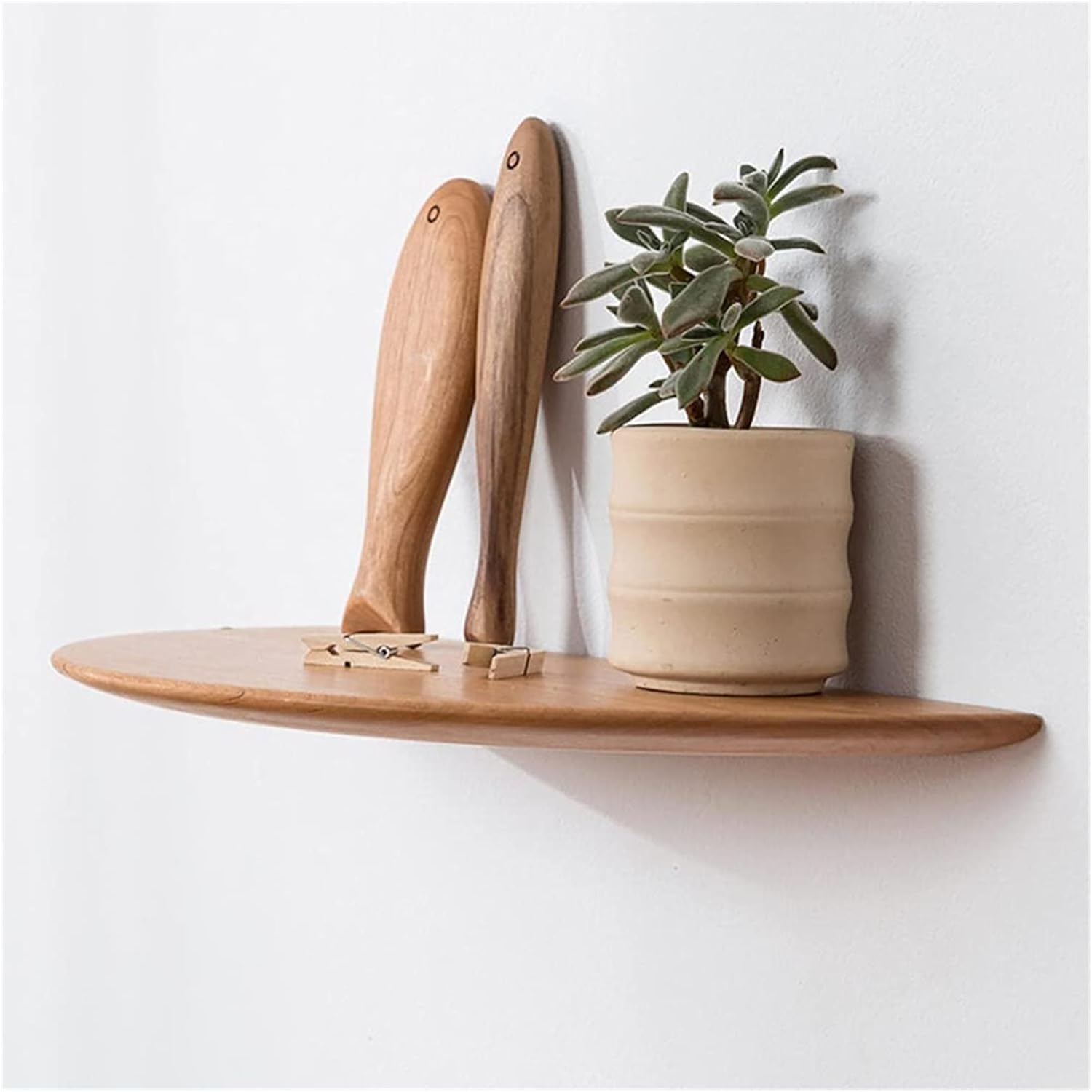 Creative Round End Wall Mounted Shelving,Multifunctional Wood Floating Shelves,Floating Wall Shelves,Display Storage Rack Bookshelves for Bedroom Office Kitchen Living Room