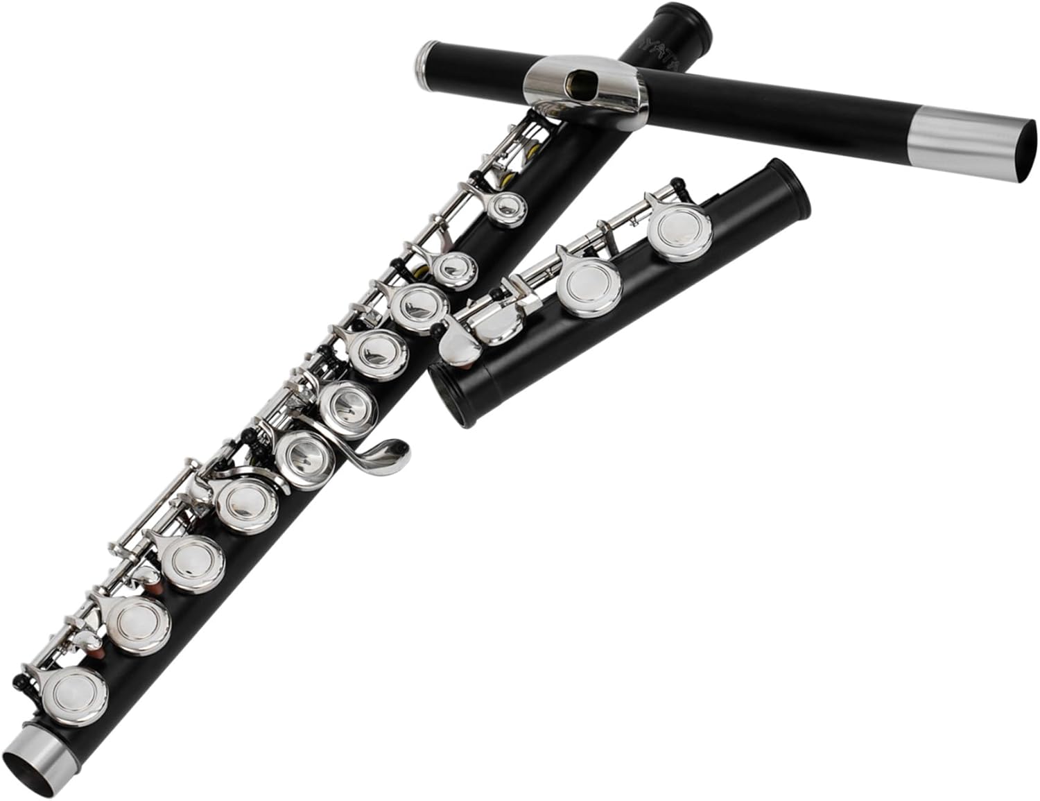C Flute with Closed Hole 16 Keys, Suitable for Student and Beginner, Including Cleaning cloth, Carrying Case, Gloves and Tuning Rod. Nickel Plated Flute (Black)