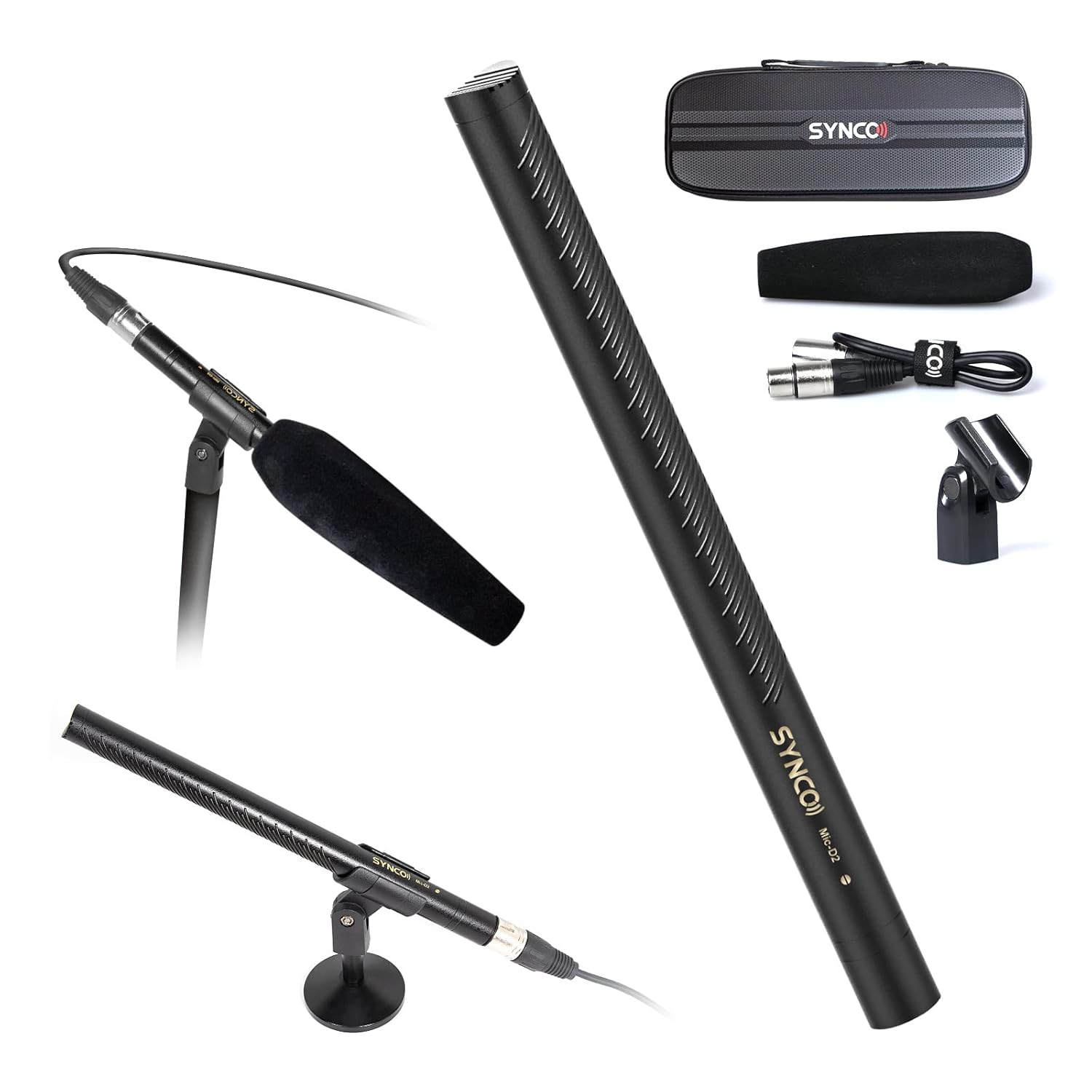 SYNCO D2 XLR Shotgun Microphone, Hypercardioid Condenser Mic for Camcorder, DSLR, Audio & Video Recording, Professional Directional Mic with XLR Output