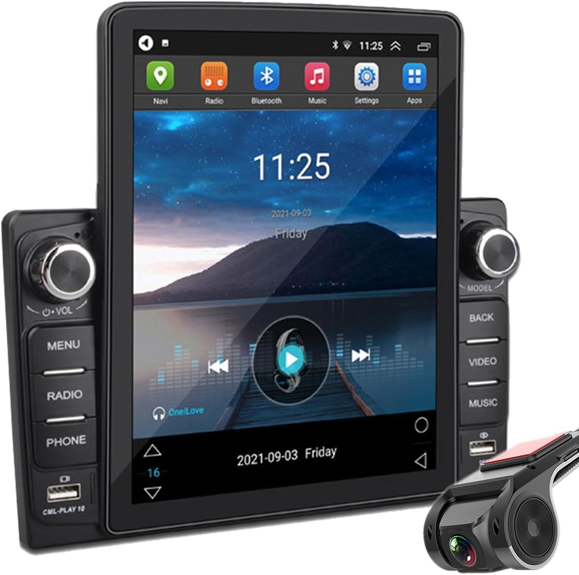 Double Din Car Stereo, 2+32G Android 10 Car Radio 9.5 inch HD Touchscreen Car Audio Receivers, WiFi, GPS, Mirror Link, Bluetooth,Dual USB Port/Subwoofer, FM Radio with DVR