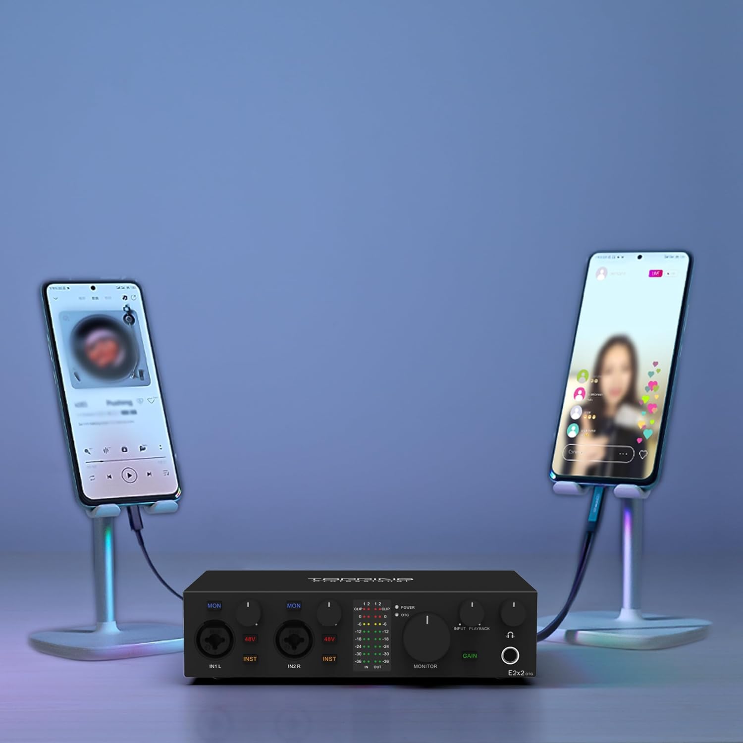 TOPPING E2x2 OTG USB Audio Interface - Ultra-Linear Preamp & Powerful Headphone Amp,Optical Output, Dual Mobile Streaming, Zero-Latency, 192kHz/24bit Recording, PC/Mobile Compatible(White)