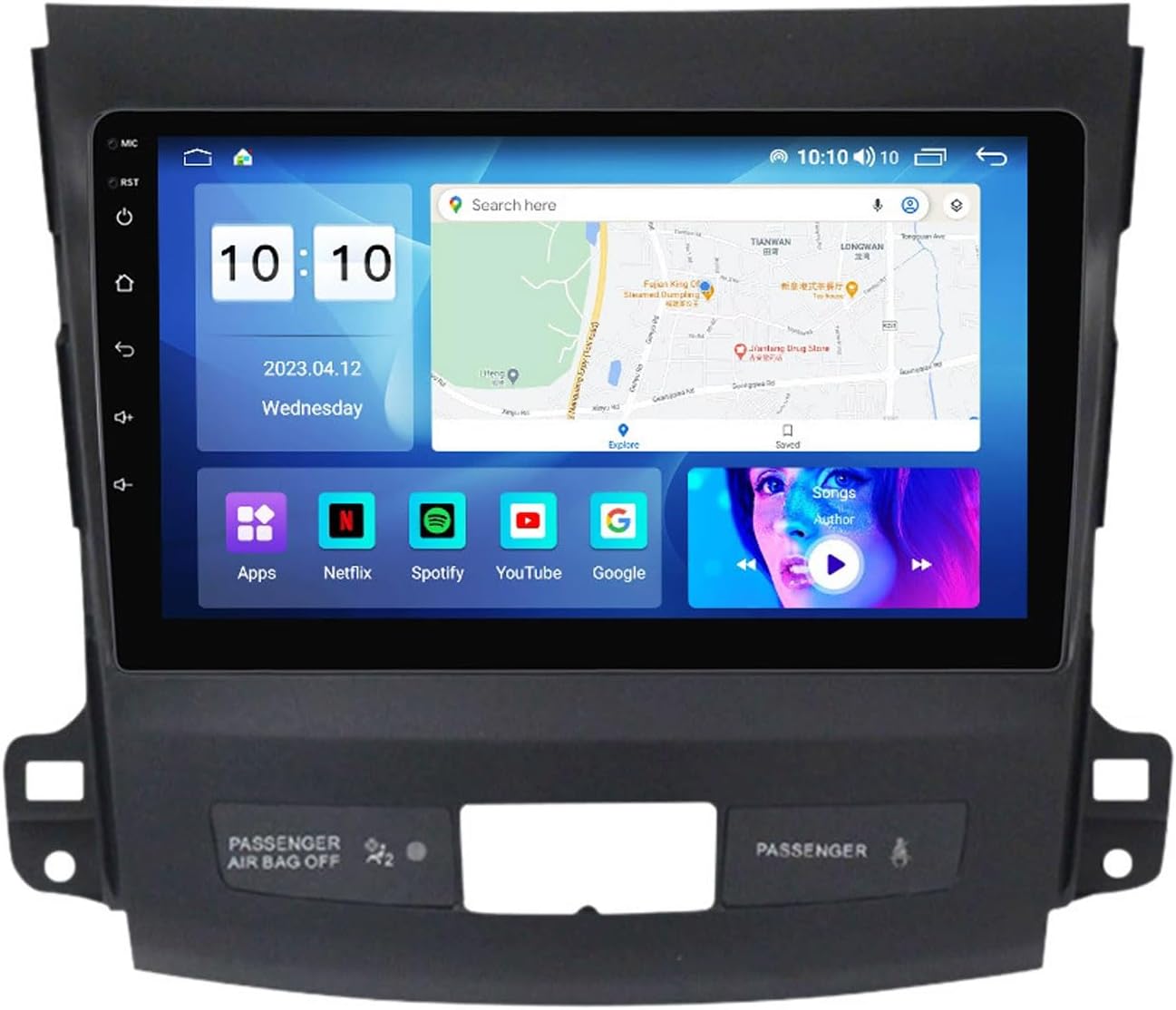 Bluetooth 9 inch Car Stereo for Mitsubishi Outlander 2005-2011 Built-in Car Play and Android Auto Support GPS Navigation Steering Wheel Control DSP FM Radio