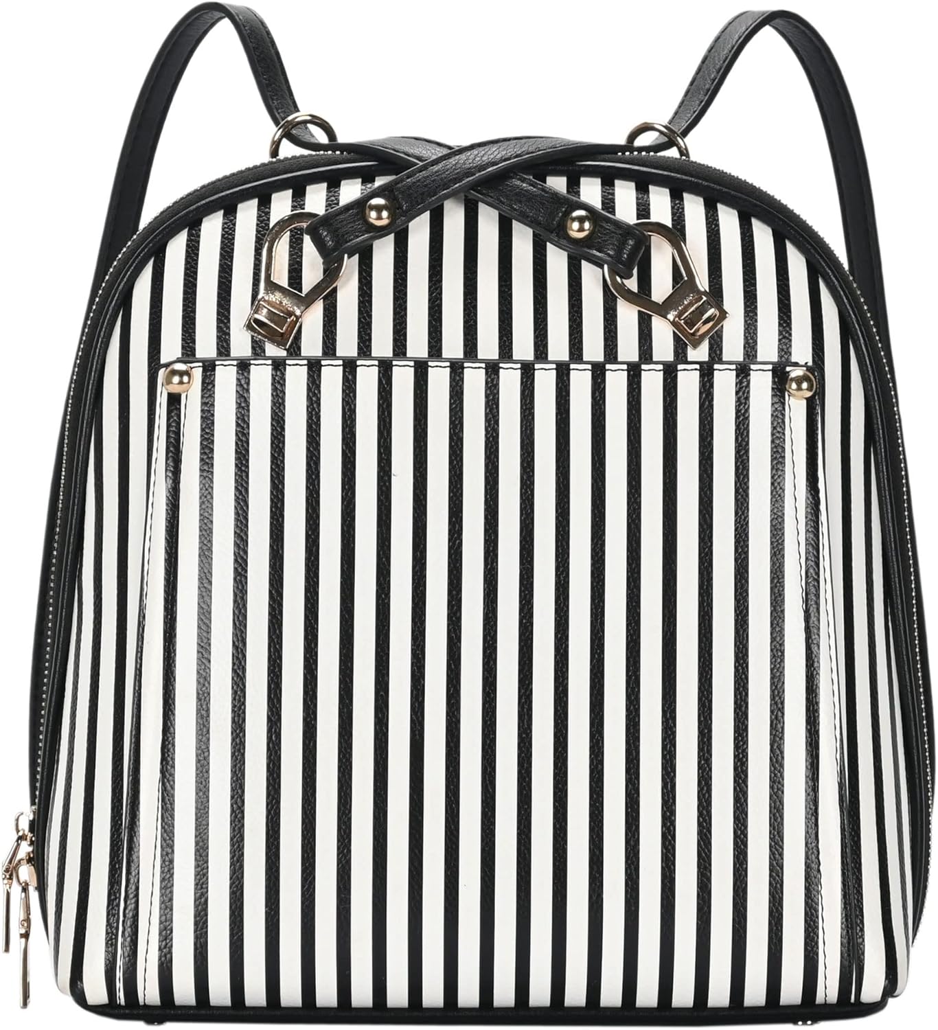 MMS Brands Miztique - The Daisy Convertible Backpack Purse for Women (White Stripe) | Soft Vegan Leather Shoulder Strap Bag or Convertible Backpack | 10.5in x 4in x 11.5in |