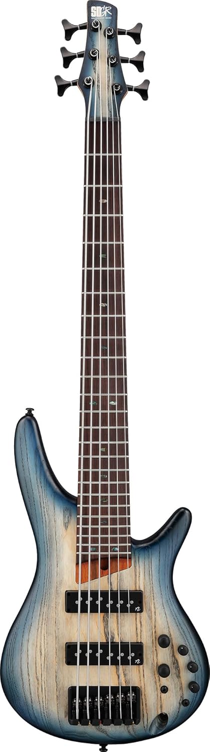 Ibanez SR606E SR Standard 6-String Bass Guitar - Cosmic Blue Starburst Flat Bundle with Gig Bag, Tuner, Strap, Instrument Cable, Instructional DVD, and Austin Bazaar Polishing Cloth