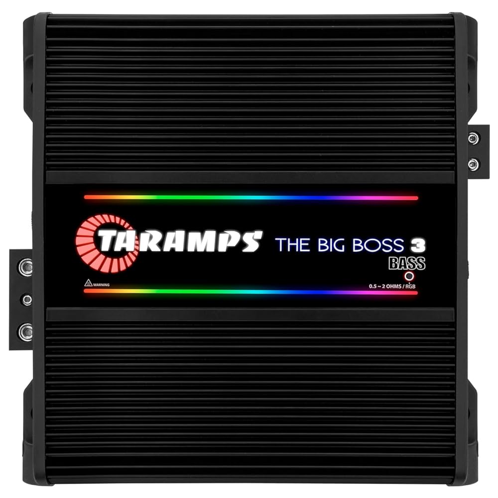Taramps The Big Boss 3 Bass Black Amplifier 3000 Watts RMS 0.5 to 2 Ohms Multi Impedance, Amp Class D Monoblock, 108 RGB Effects, Crossover, Bass Boost, Car Audio System, Automatic Impedance, Smart 3k