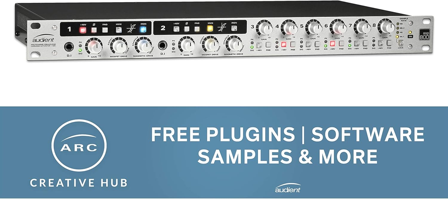 Audient ASP800 8 Channel Microphone Preamplifier and ADC with HMX & IRON