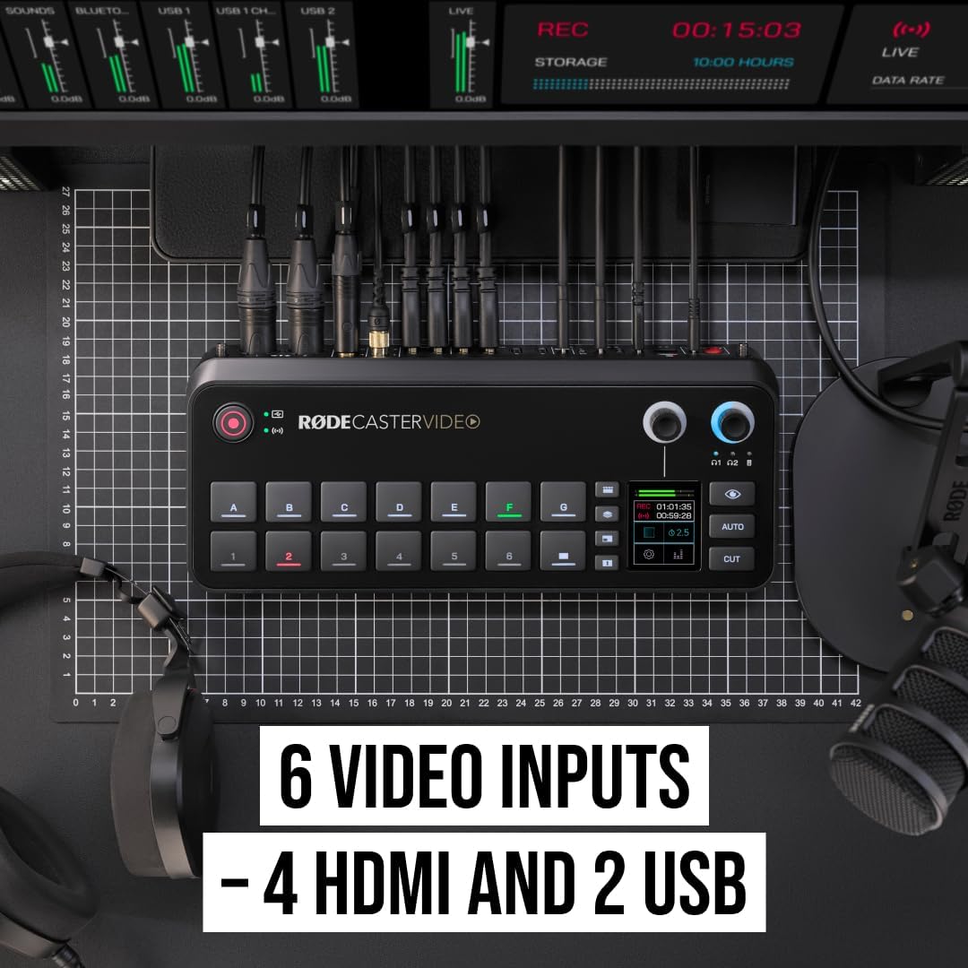RØDE RØDECaster Video – Professional Video Switcher and Audio Interface – Multi-Camera, 6 x Video Inputs (HDMI and USB), 1080p60, Multi-Source Scenes